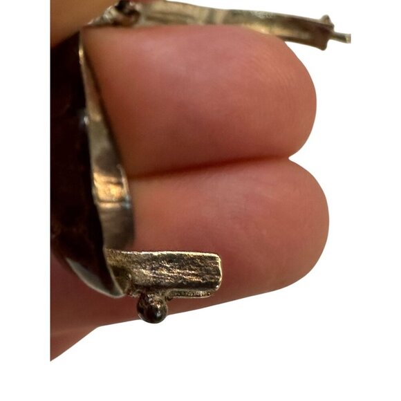 Vintage Silver Shell Vinaigrette Patch Box Ornate Etched Handle Perfume Case - Picture 4 of 12